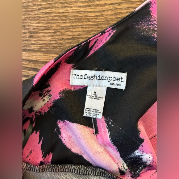 The Fashion Poet Ruched One Shoulder Dress In Black Multi Size Medium NWOT - Picture 5 of 9